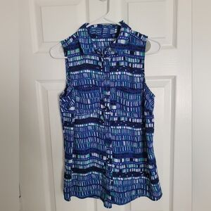 NWOT Apt 9 Teal Blue Button Down Lightweight Sleeveless Tank Top SIZE S
